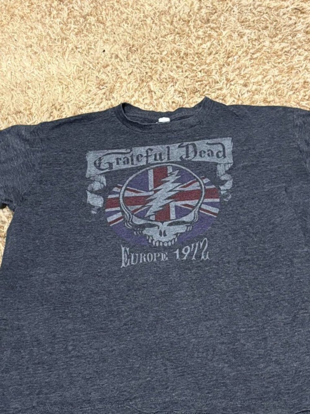 Grateful Dead Europe 1972 Navy Blue Band Tee Mens M Vintage Rock